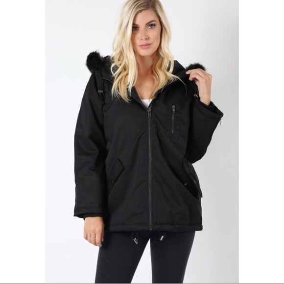 ZENANA OUTFITTERS OVER SIZED HOODED JACKET OLIVE - Picture 3 of 8